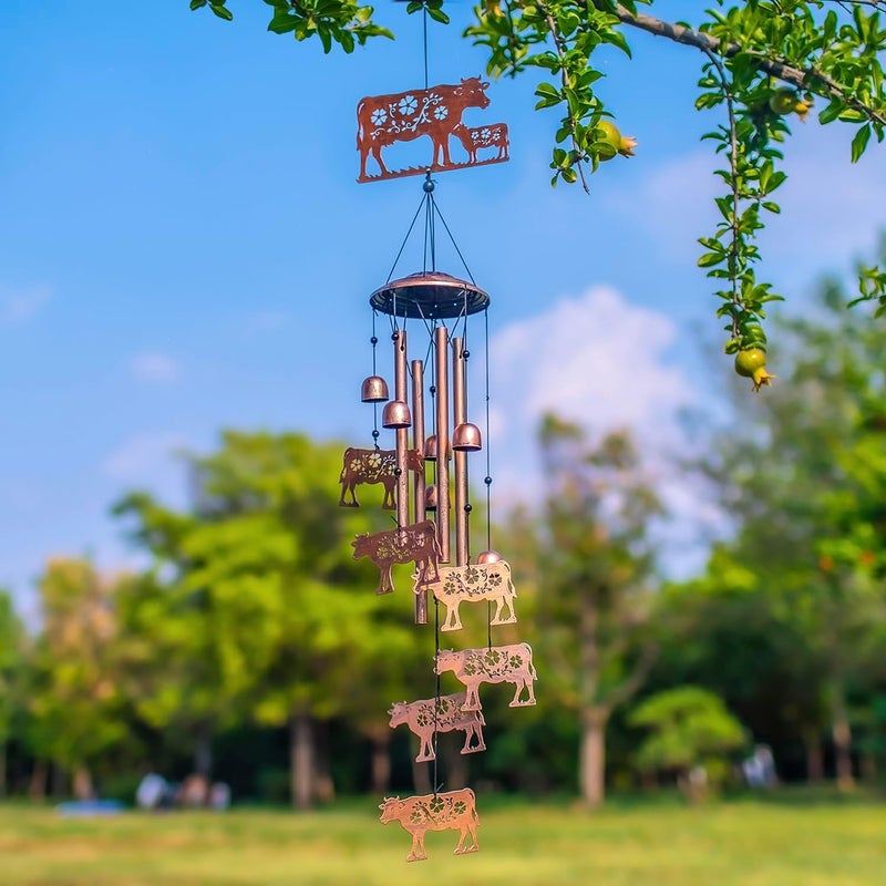 EZTZEN Cow Wind Chimes Outdoor Cow Gifts for Women/Men/Mom/Wife/Grandma Birthday Gifts Memorial Gift Metal WindChimes for Outside/Indoors, Lawn, Patio, Home, Porch, Yard Decor, Garden Decorations - Image 2
